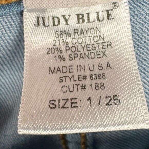 Judy Blue High Rise Raw Hem Flare Jeans Light Wash Stretch Denim Size 1 (25) - Picture 13 of 14